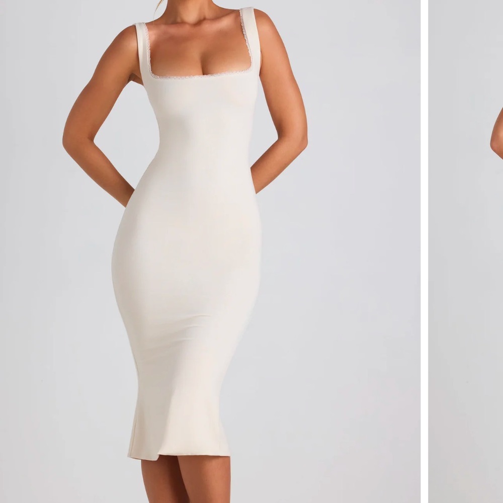 Oh Polly NAVI Modal Lace-Trim Midaxi Dress